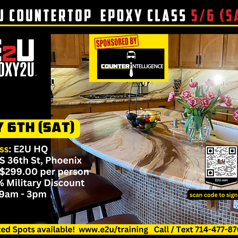 E2U Countertop Epoxy Training Class flyer